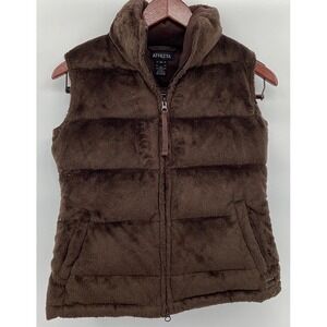 Athleta Women's Brown Down Puffer Vest Size XS Fur Feather Vest